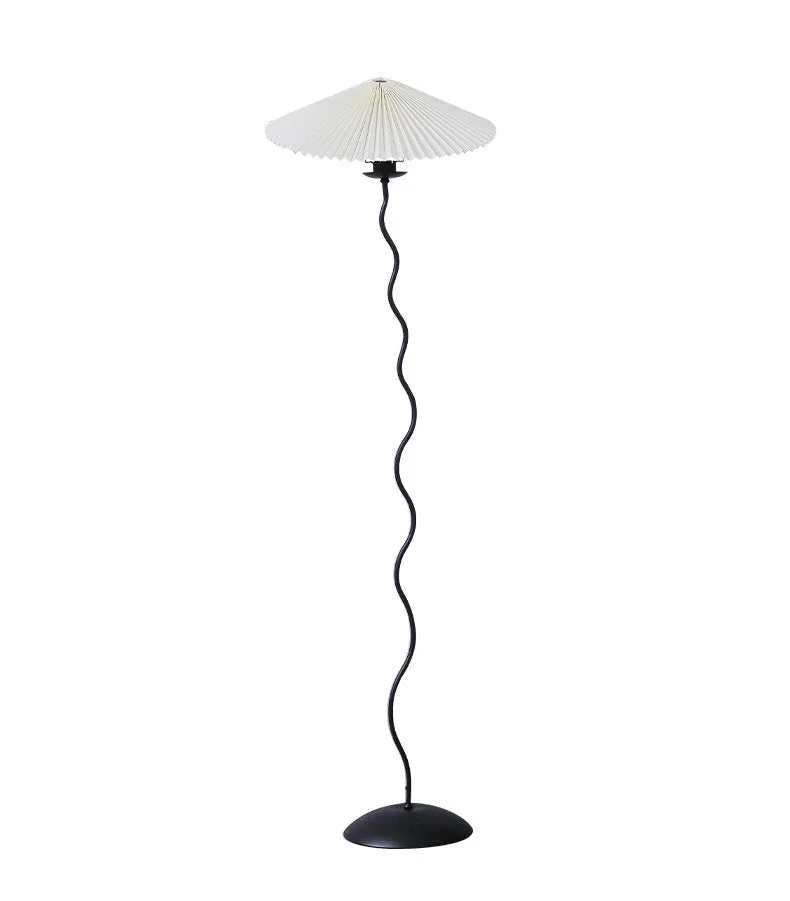 Vintage Pleated Floor Lamp White Fabric