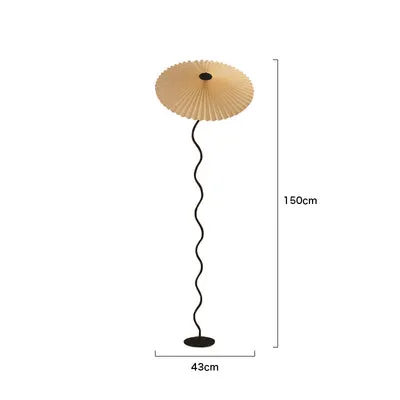 Vintage Pleated Floor Lamp White Fabric