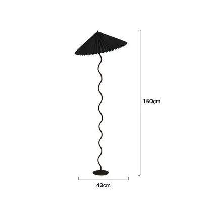 Vintage Pleated Floor Lamp White Fabric