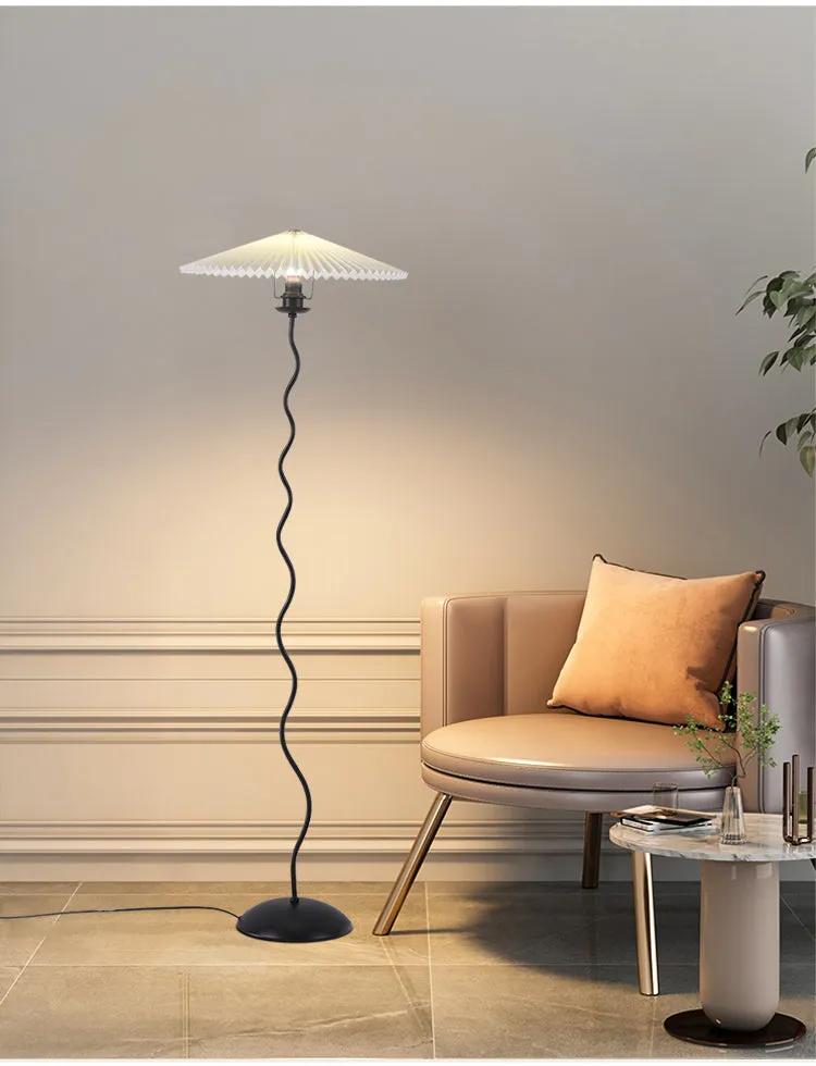 Vintage Pleated Floor Lamp White Fabric