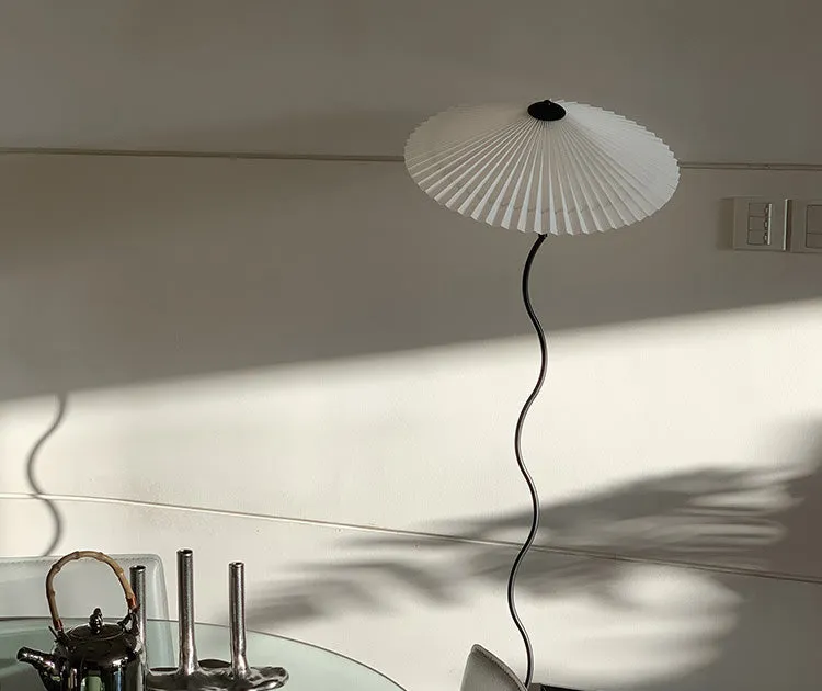 Vintage Pleated Floor Lamp White Fabric