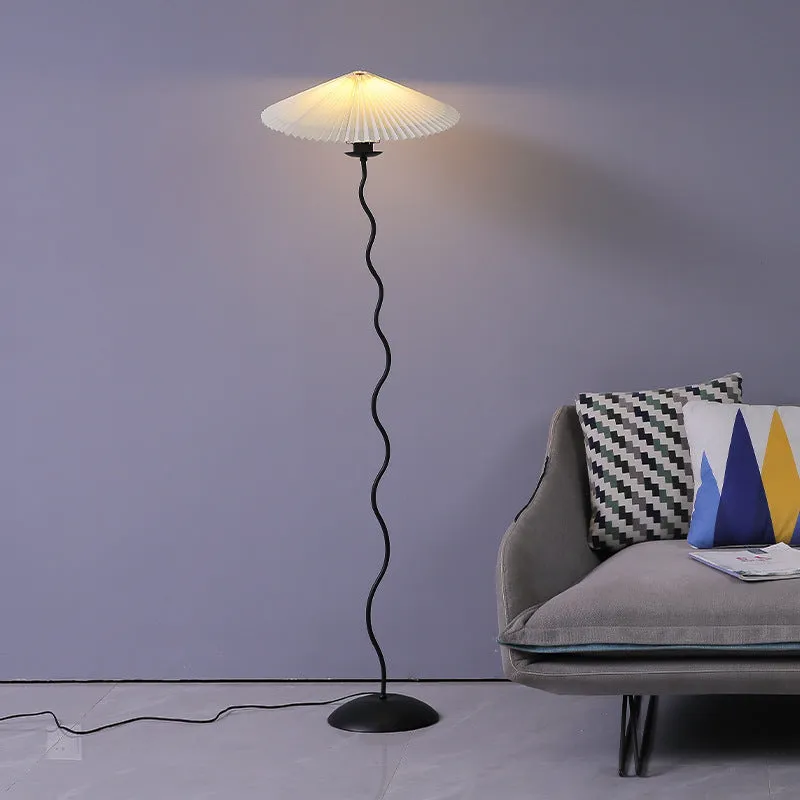 Vintage Pleated Floor Lamp White Fabric