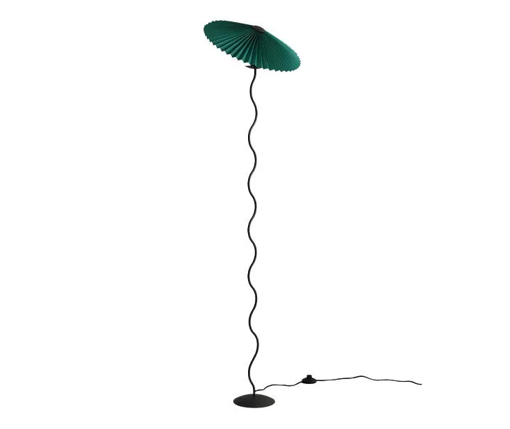 Vintage Pleated Floor Lamp White Fabric