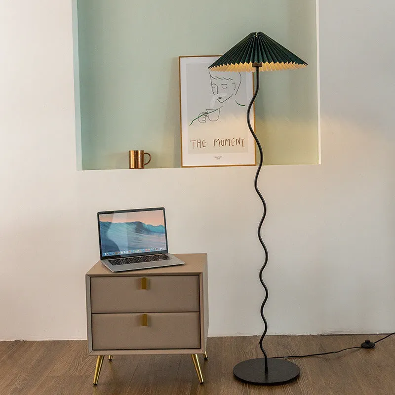 Vintage Pleated Floor Lamp White Fabric