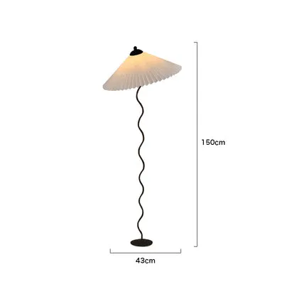 Vintage Pleated Floor Lamp White Fabric