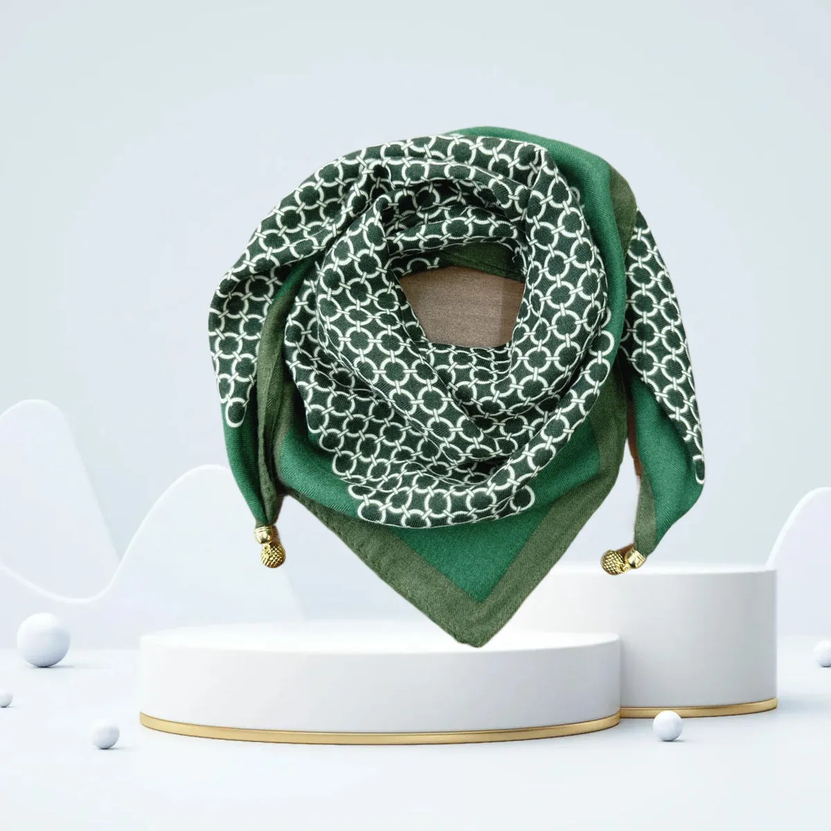 Vintage Print Magnetic Buckle Triangle Scarf – Elegant Lightweight Neck Scarf