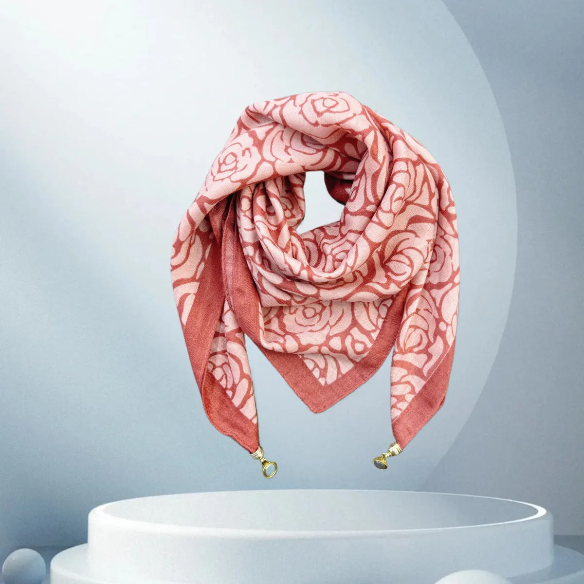 Vintage Print Magnetic Buckle Triangle Scarf – Elegant Lightweight Neck Scarf