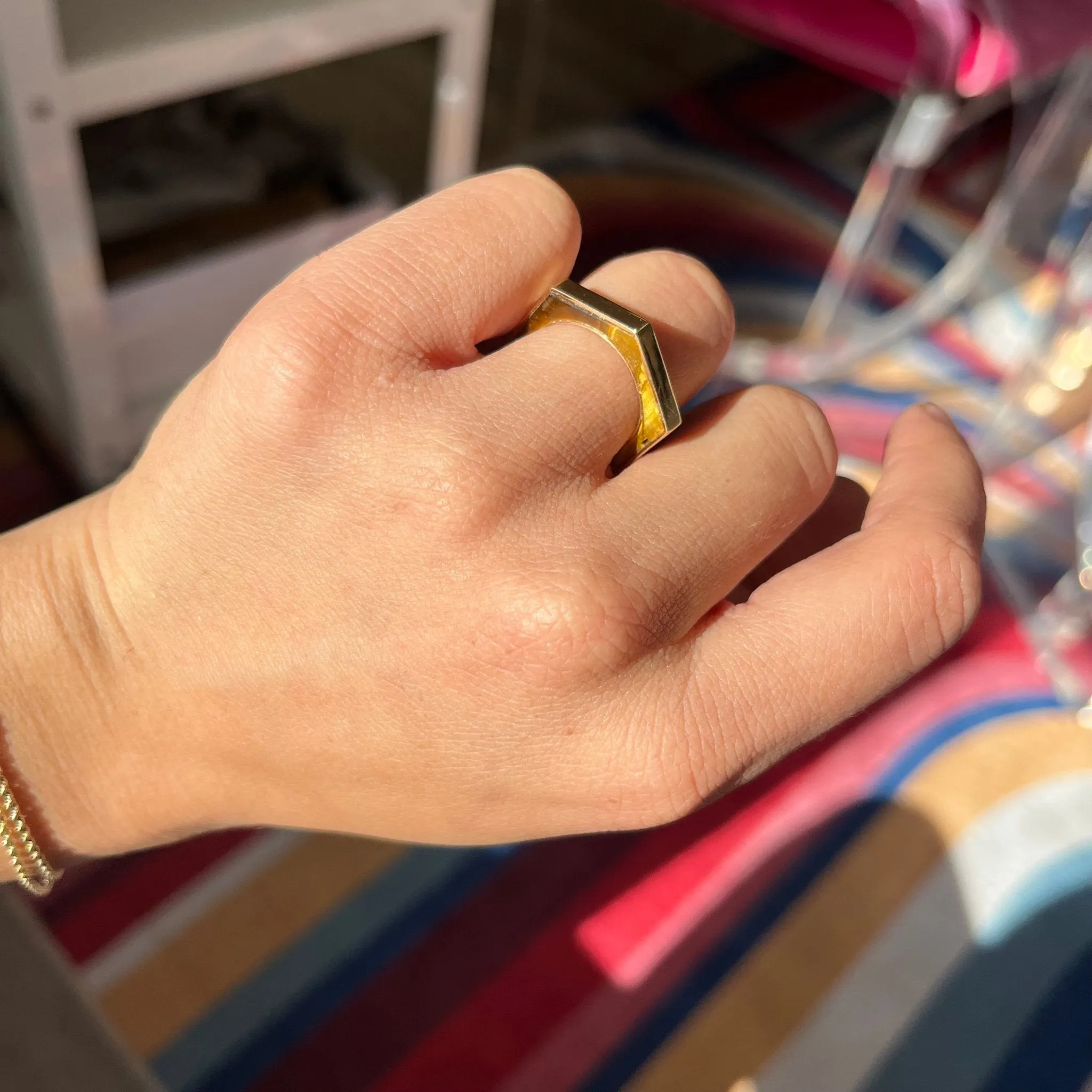 Vintage Tigers Eye Hexagonal Band