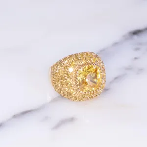 Vintage Yellow CZ Statement Ring