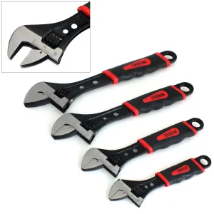 Voche 4Pc Black Heavy Duty Adjustable Wrench Spanner Set 6" 8" 10" 12" *Life Warranty*