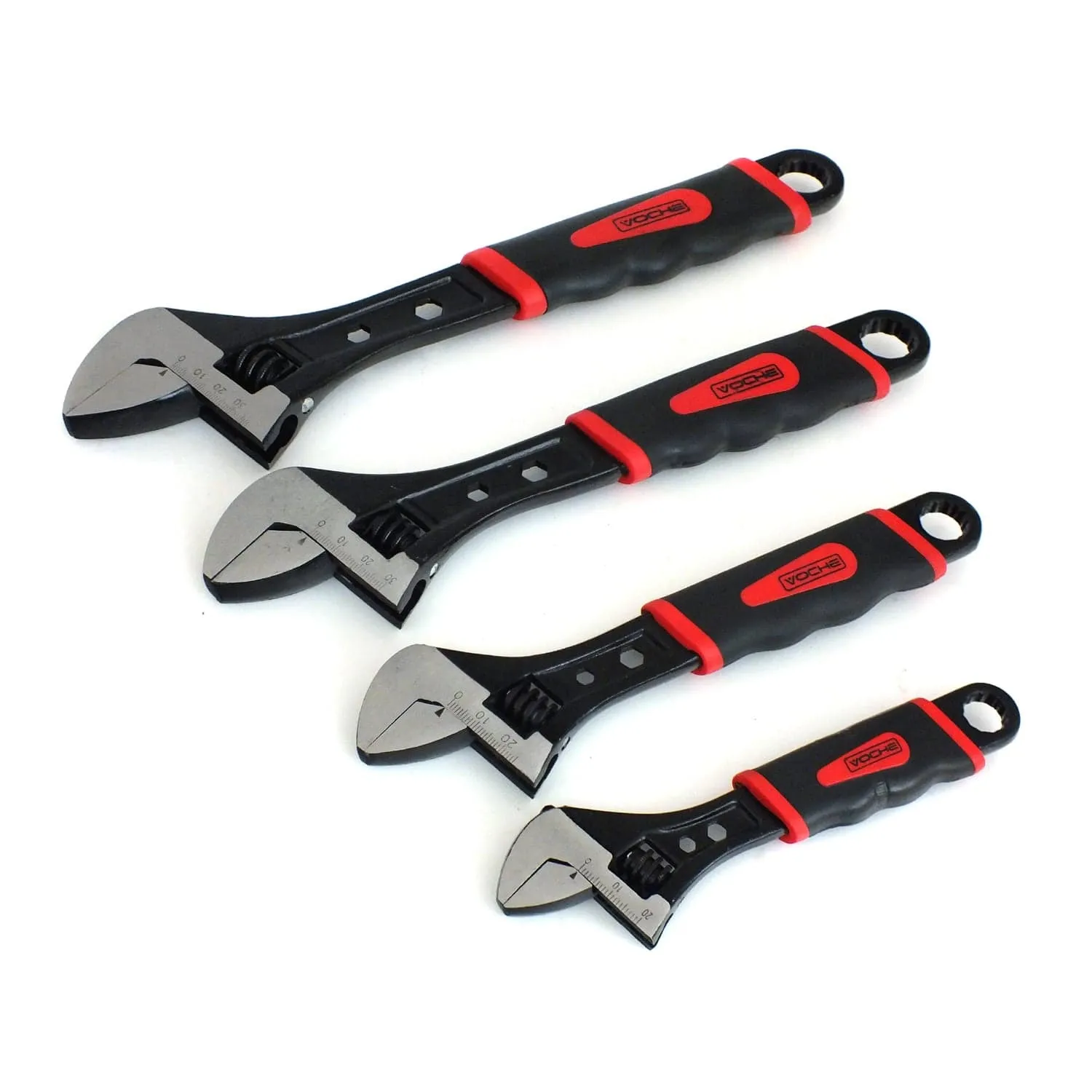 Voche 4Pc Black Heavy Duty Adjustable Wrench Spanner Set 6" 8" 10" 12" *Life Warranty*