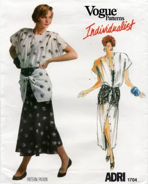 Vogue Individualist 1704 ADRI Womens Dress Shirt Skirt & Top 1980s Vintage Sewing pattern Size 12 Bust 34 Inches UNCUT Factory Folded