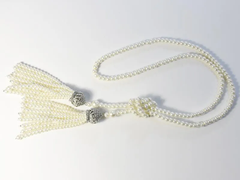 Women Fashion Faux Pearl Tassel Pendant Long Necklace|JaosWish