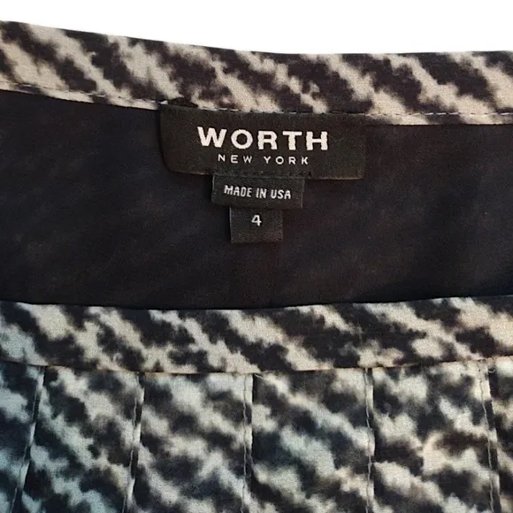 Worth New York Black/Grey/White Accordion Pleated Midi Skirt, Size 4 / Small
