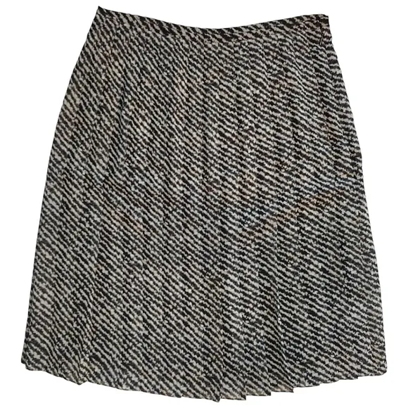 Worth New York Black/Grey/White Accordion Pleated Midi Skirt, Size 4 / Small