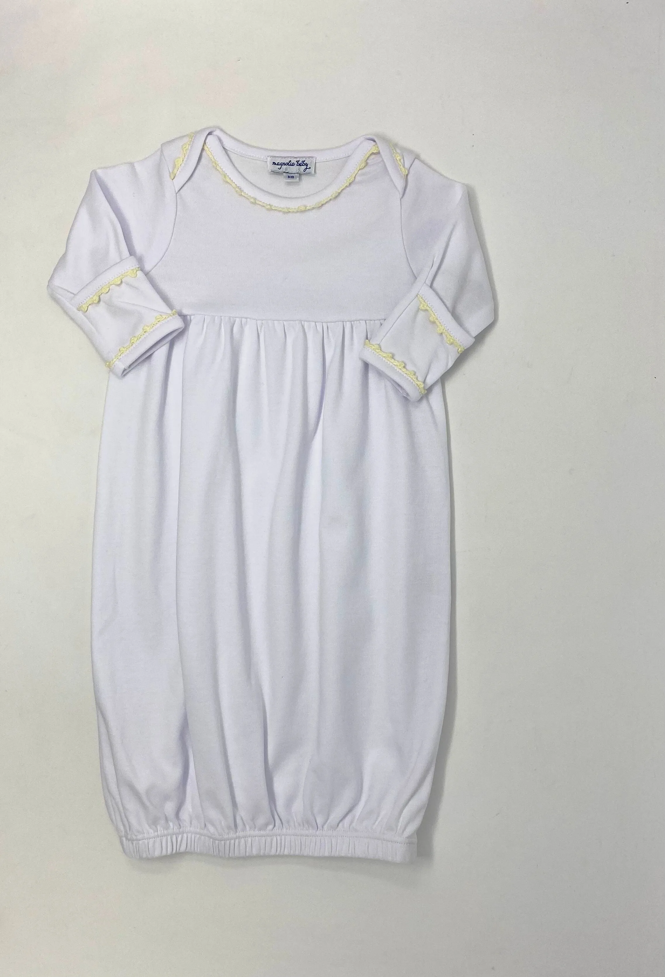 Yellow Baby Joy Embroidered Gathered Gown