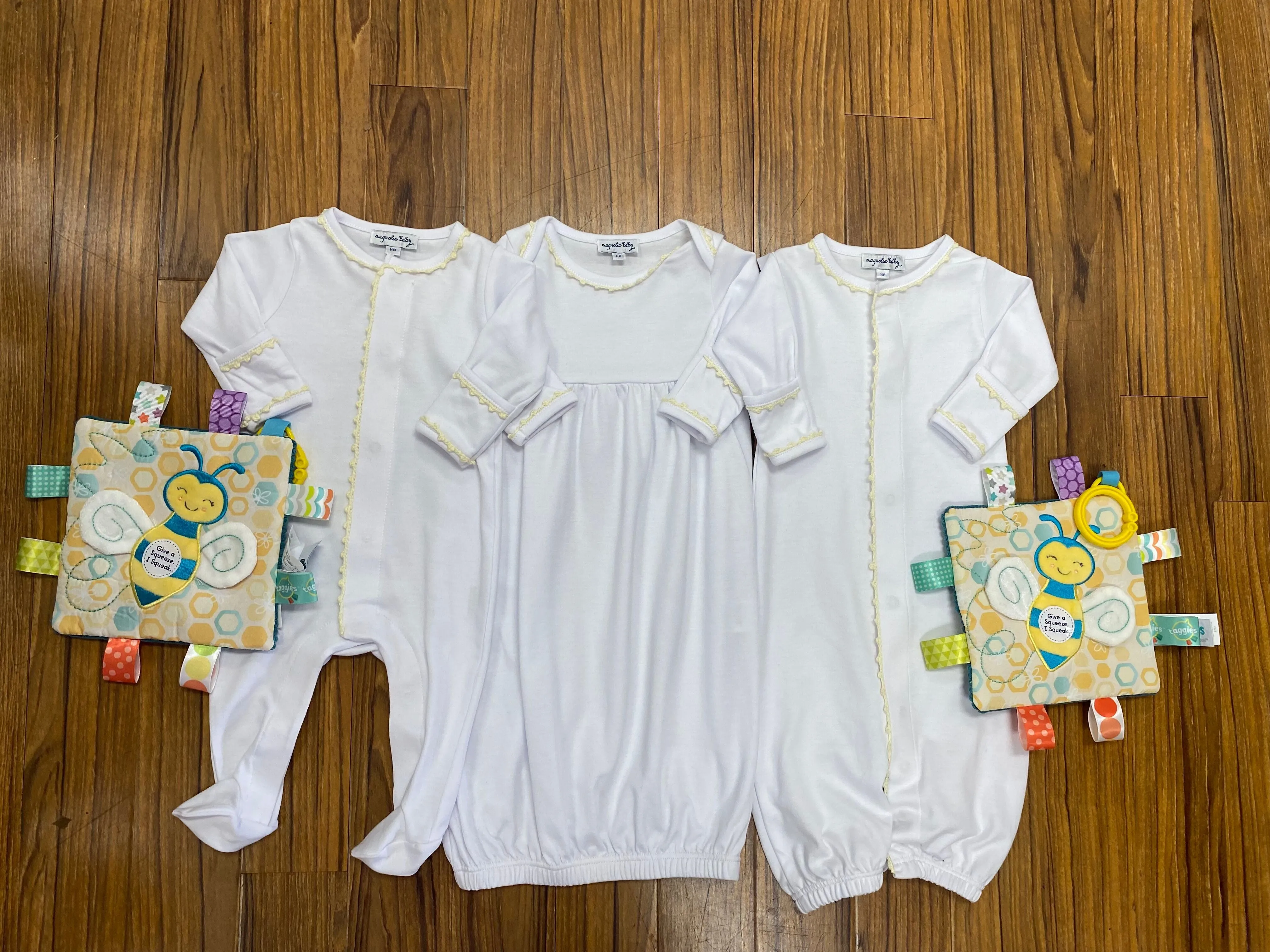 Yellow Baby Joy Embroidered Gathered Gown