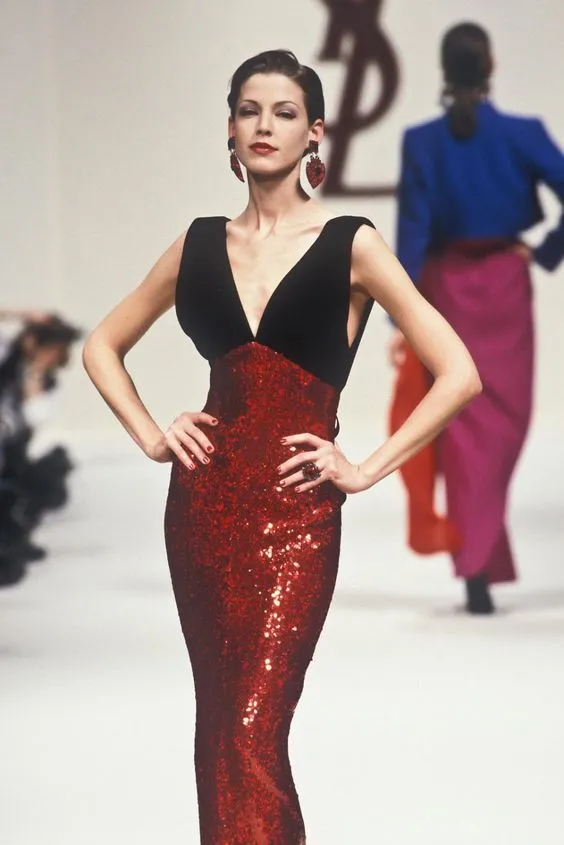 Yves Saint Laurent Fall 1993 Plunge & Sequin Dress