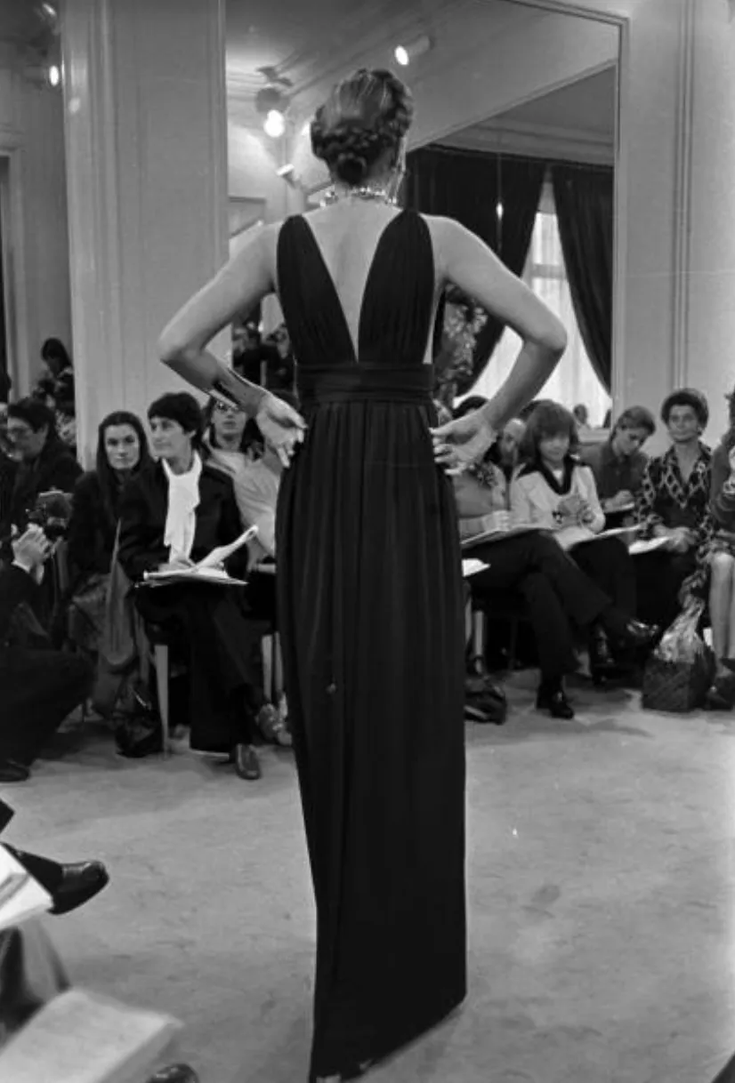 Yves Saint Laurent Spring 1973 Black Jersey Plunge