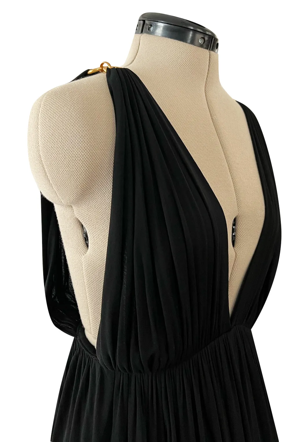 Yves Saint Laurent Spring 1973 Black Jersey Plunge