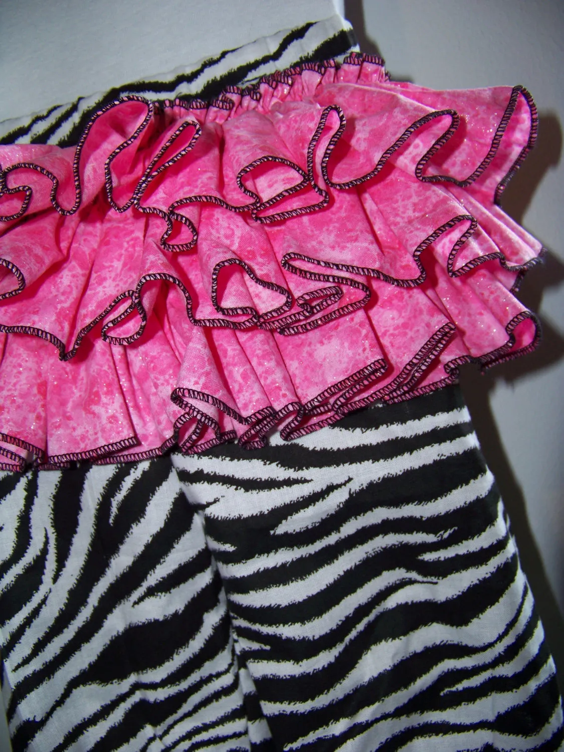 Zebra Ruffle Bottom Size 3/6 Month Set